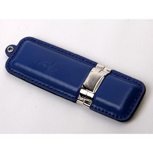 USB флеш-диск на 8 GB, синий, эко кожа + металл, MG17215.BL.8gb с лого