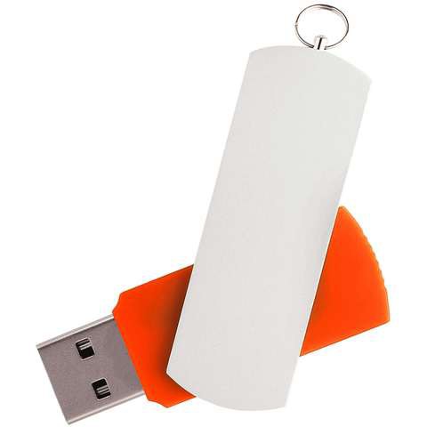 Оранжевая флешка 16 гб, металл и пластик soft-touch «ЕЛЕГАНКЕ»