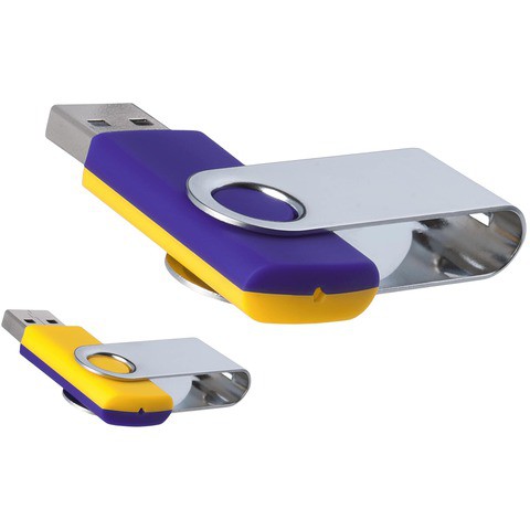 Флешка 32 ГБ желто-фиолетовая, металл и пластик soft-touch «ТВИСТ-МИКС»