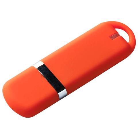 Оранжевая флешка 16 гб, пластик и soft-touch «МИРАКС-СОФТ»