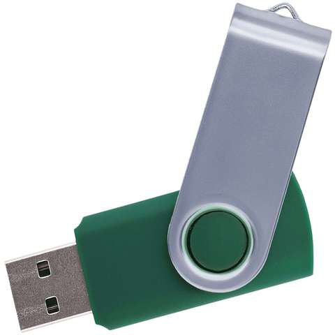Зеленая флешка 32 гб, металл и пластик soft-touch «ТВИСТ»