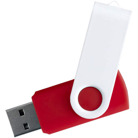 Флешка 64 ГБ красная с белым, металл и пластик soft-touch «ТВИСТ-ВХИТЕ-КОЛОР»